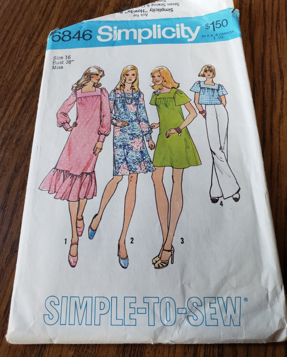 Top Dress Ruffle 16 Simplicity Sewing 6846 Pattern VTG 70s Square Neck